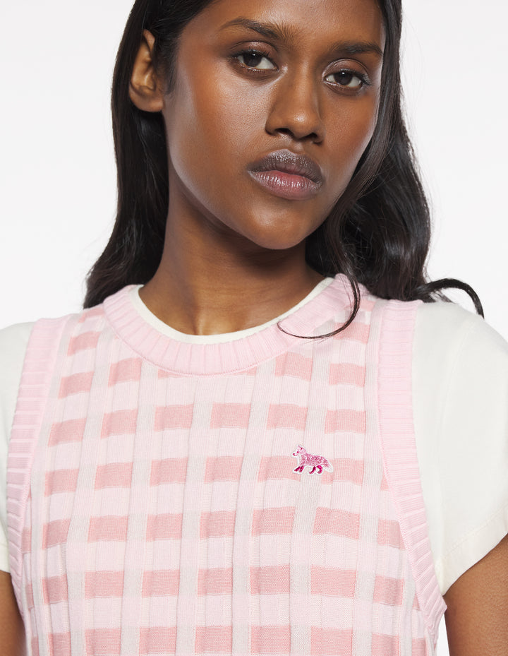 BABY FOX PATCH CHECK SHORT DRESS