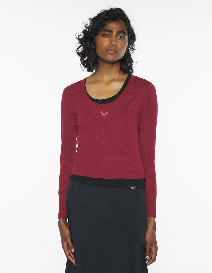 RIBBED BABY FOX LONG SLEEVE TEE-SHIRT