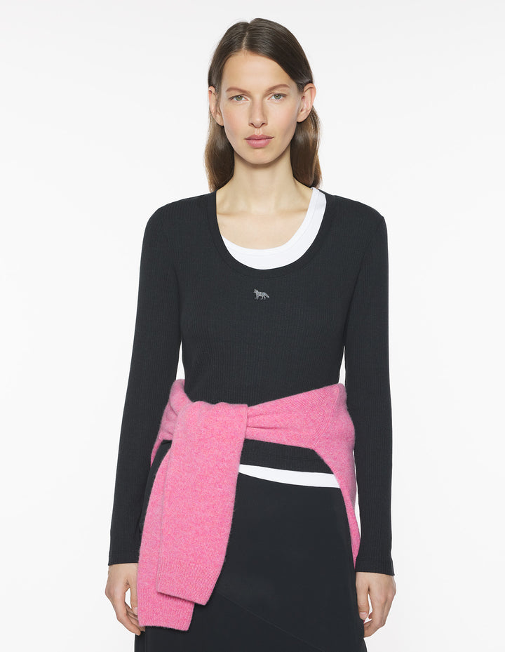 RIBBED BABY FOX LONG SLEEVE TEE-SHIRT