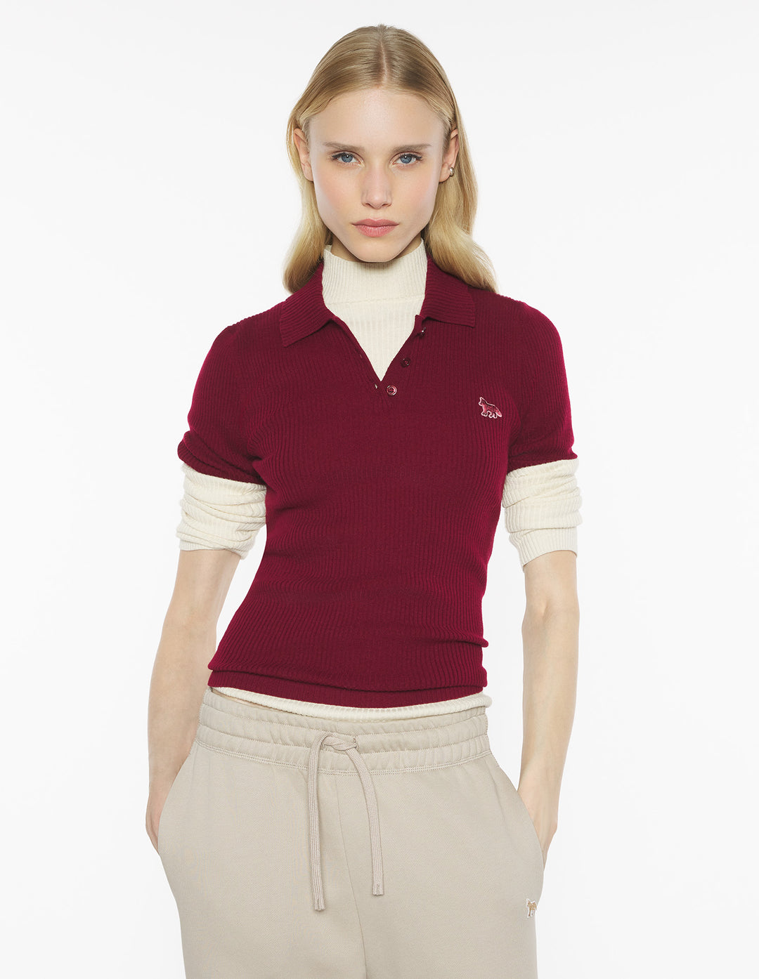 BABY FOX FINE RIB WOOL POLO