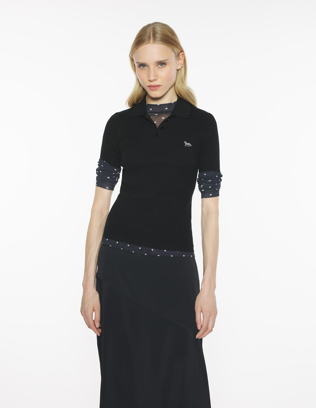 BABY FOX FINE RIB WOOL POLO