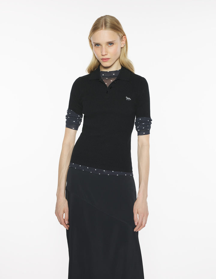 BABY FOX FINE RIB WOOL POLO