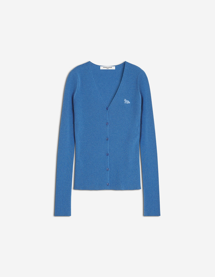 BABY FOX FINE RIB WOOL CARDIGAN