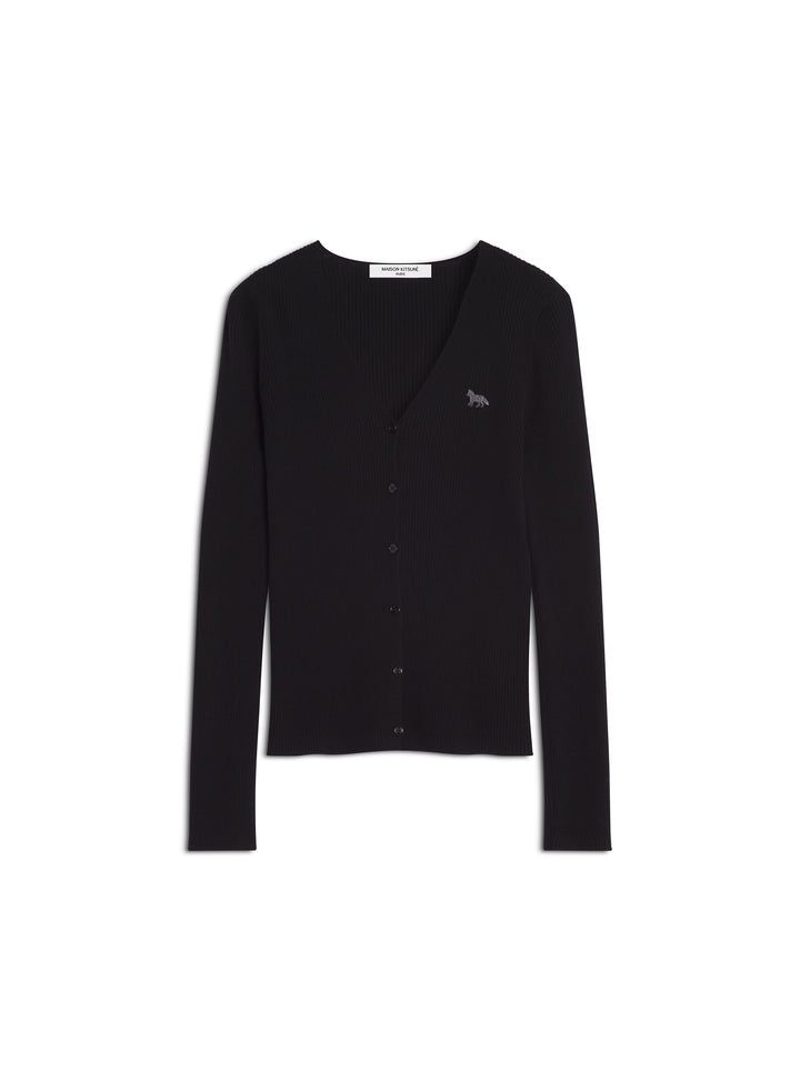 BABY FOX FINE RIB WOOL CARDIGAN