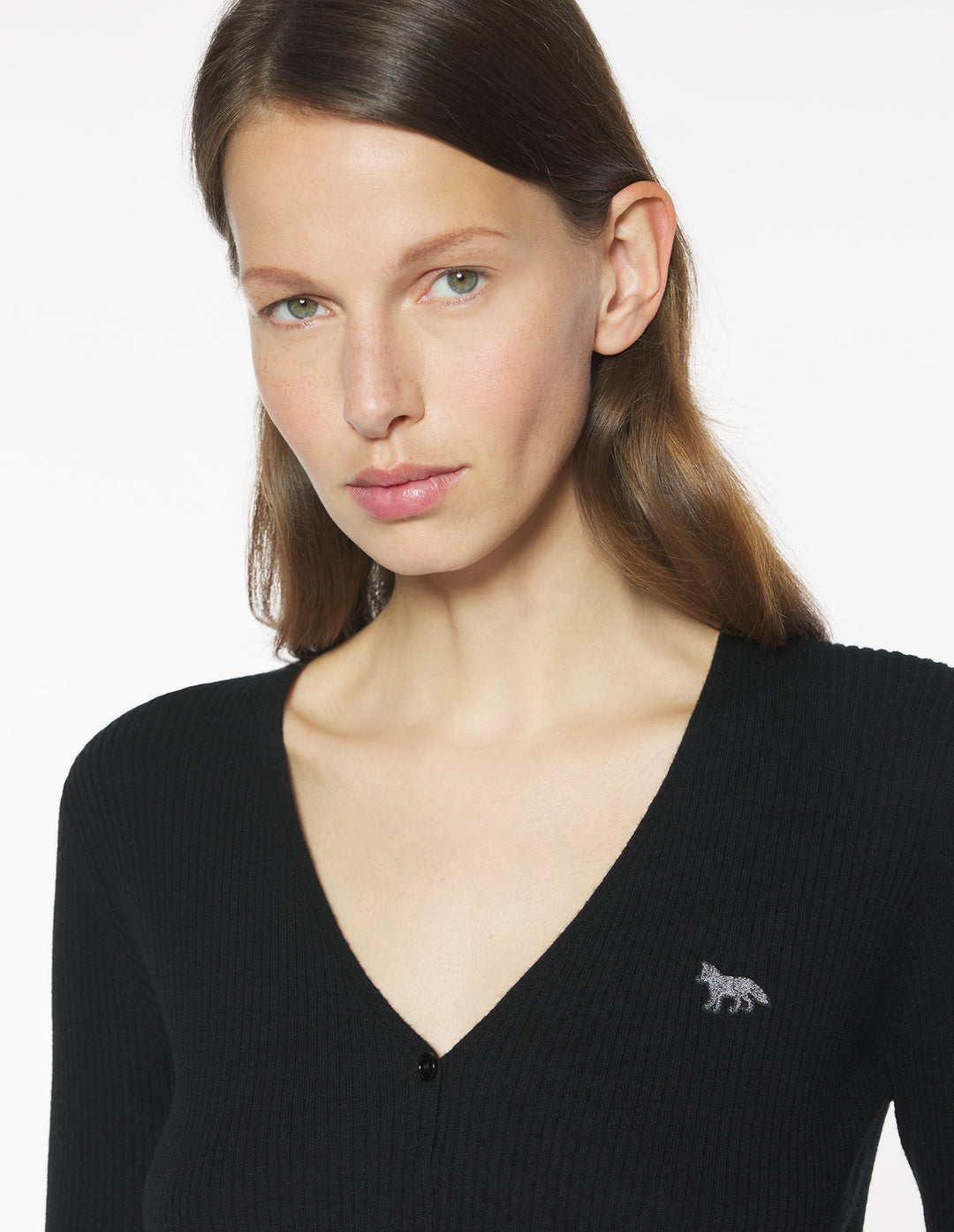 BABY FOX FINE RIB WOOL CARDIGAN