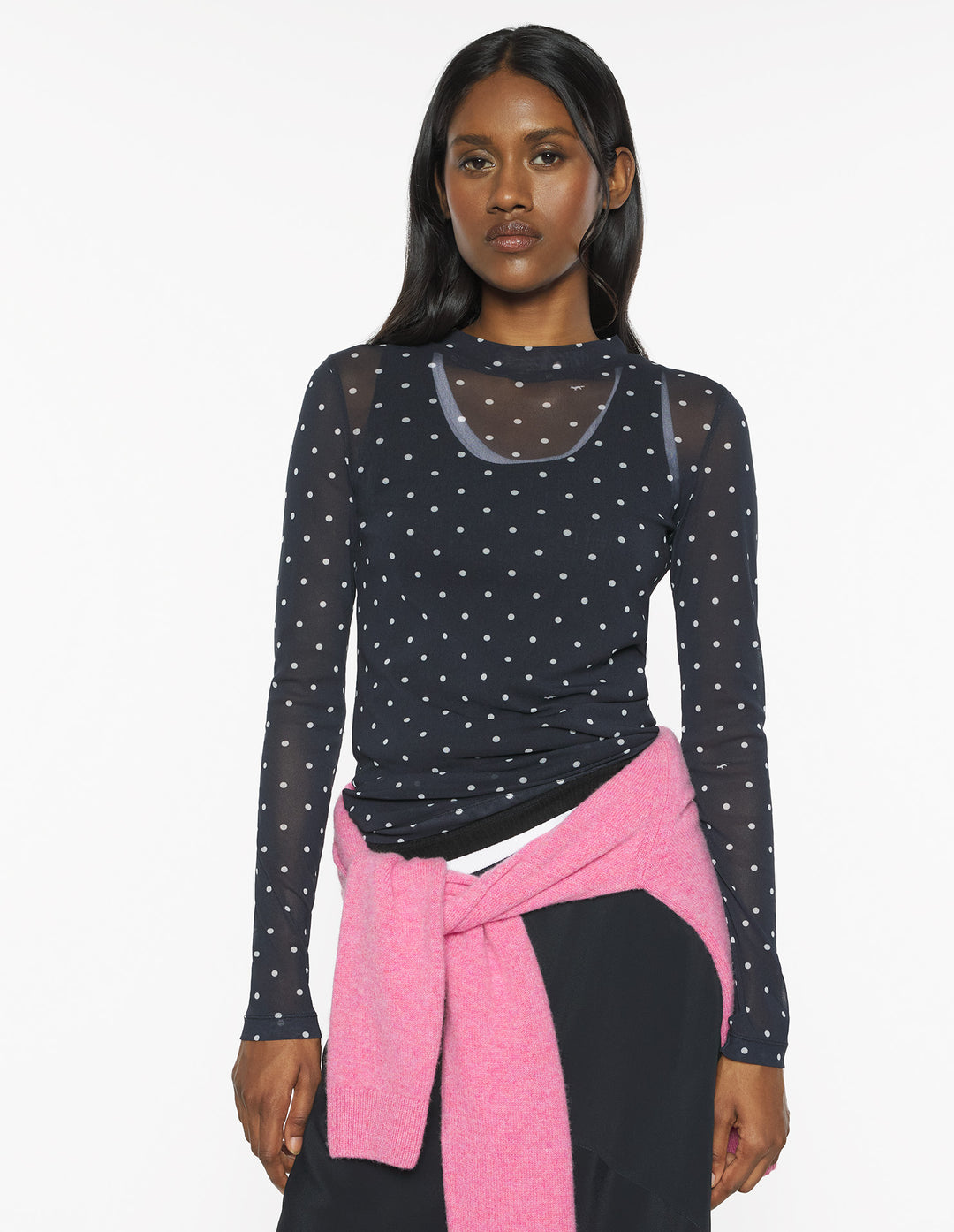 POLKA DOT FOX MESH TOP