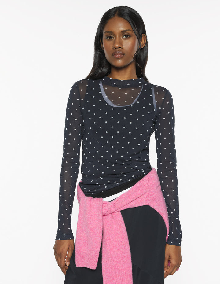 POLKA DOT FOX MESH TOP