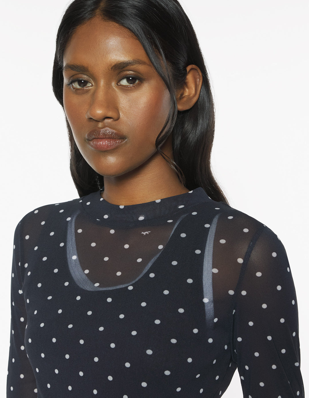 POLKA DOT FOX MESH TOP