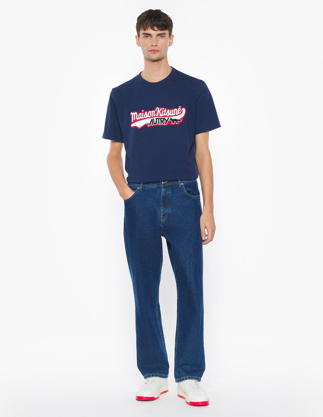 MAISON KITSUNÉ x AUTRY VARSITY TEE-SHIRT FRENCH NAVY