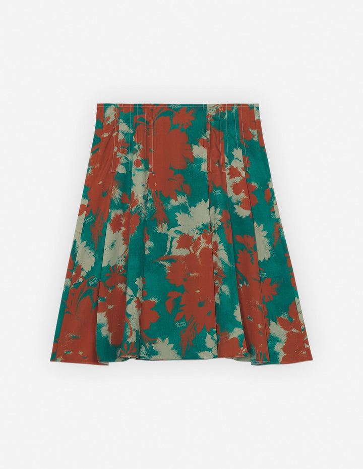 KNEE PLEATED WRAP SKIRT IN BOUQUET CAMEO PRINTED C